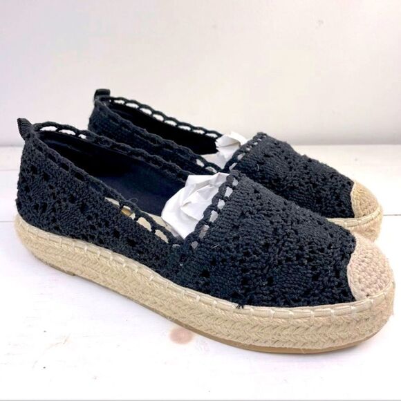 Bonnibel black crochet espadrilles 5.5 slip on - Picture 1 of 5